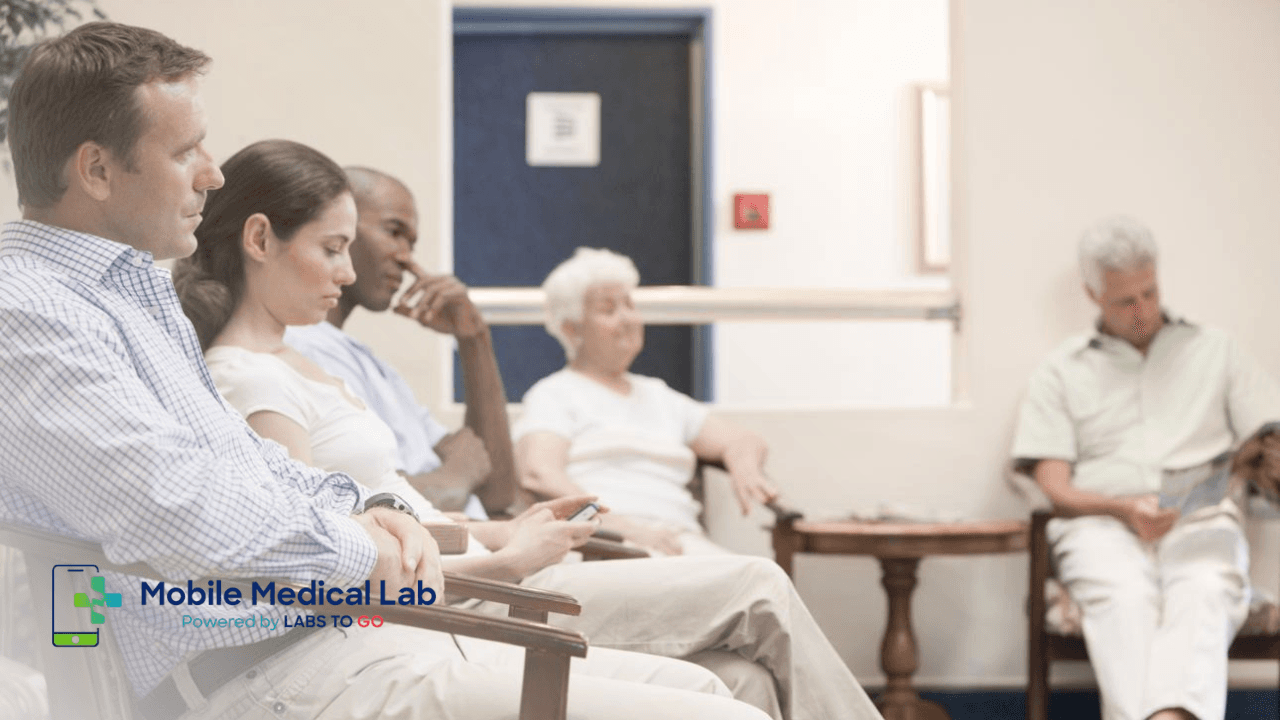 People waiting in a traditional clinic waiting room