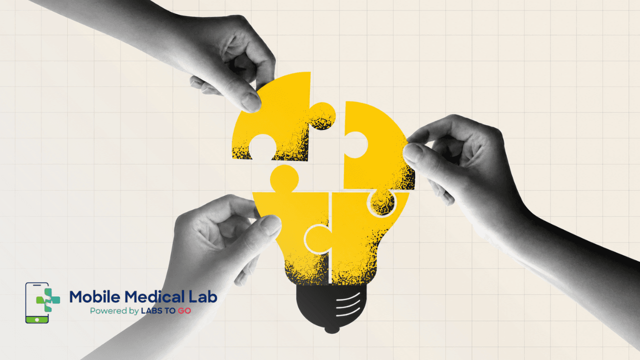 Hands assembling a lightbulb puzzle, representing the realization that healthcare can fit your life